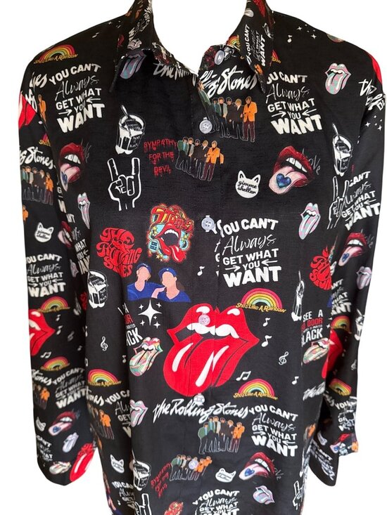 the Rolling Stones Tops - The Rolling Stones Multicolor Graphic Long-Sleeve Button-Up Shirt Women’s Size L